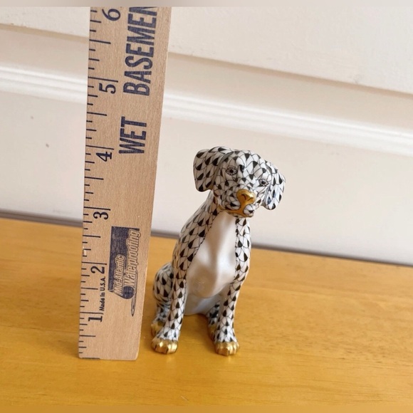 RARE Herend Sitting Dalmatian Black Fishnet Gold-Tone Figurine - Picture 9 of 10